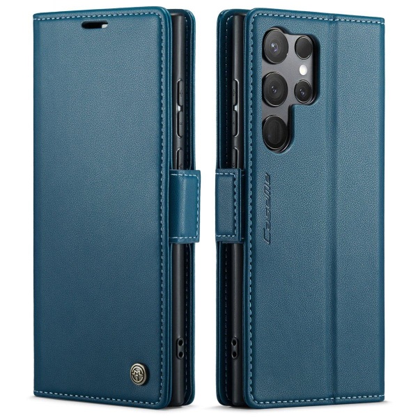 Samsung S24 Ultra - Fodral Premium Läder RFID Skyddat CaseMe® Blå Blue