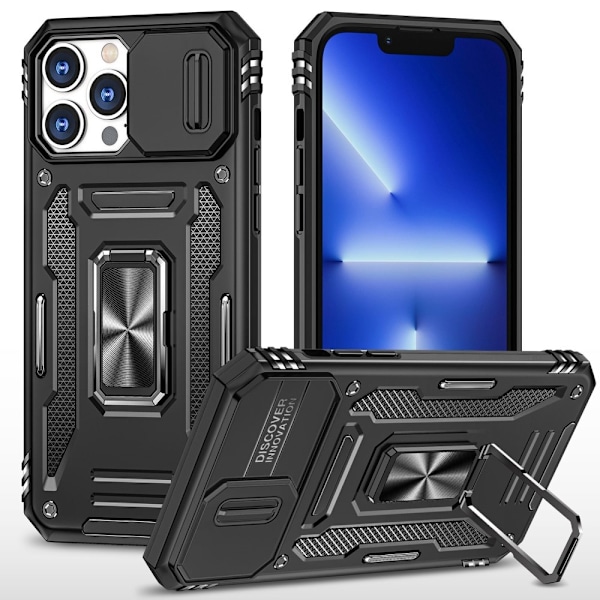 iPhone 12 Pro Max - Skal CamShield / Kameraskydd Kickstand Svart Black