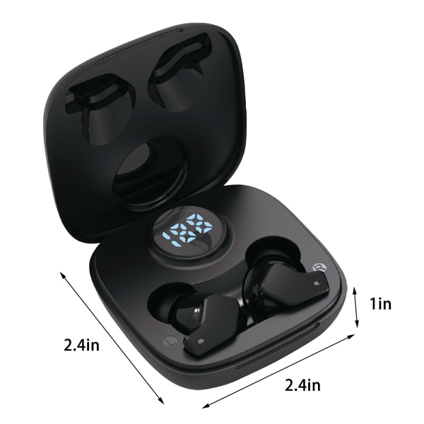 5.2 Bluetooth trådlösa hörlurar brusreducerande binauralt stereo HD-ljud Sport kontorshörlurar Svart