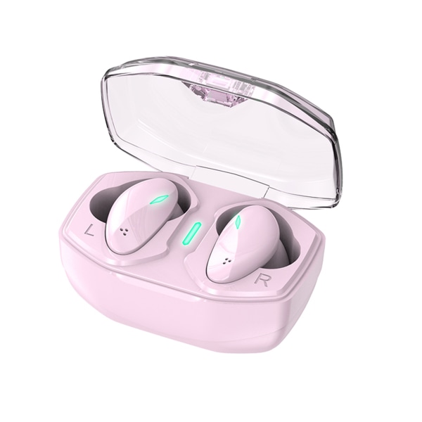 5.2 Bluetooth hörlurar RGB-ljus med trådlöst case Öronkrokar Headset Inbyggd mikrofon Brusreducering Sport och resor Rosa