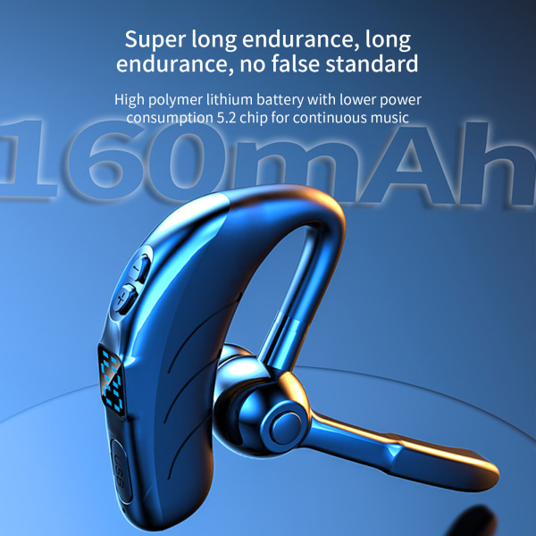 Single Ear Headset Med Mic Bluetooth 5.2 hörlurar LED Display Hörsnäcka Trådlösa handsfree hörlurar