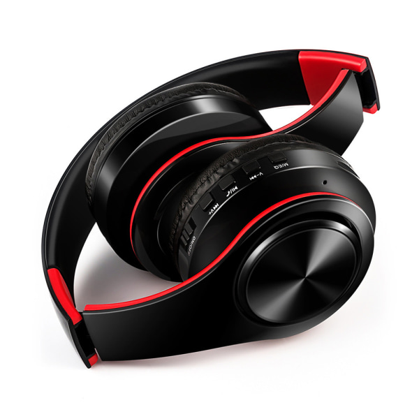 Bluetooth hörlurar över örat Hi-Fi Trådlöst stereoheadset med mikrofon svart röd