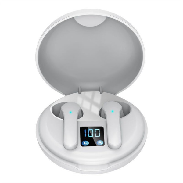Trådlösa 5.0 Bluetooth hörlurar TWS Stereo In-ear Earbuds Ipx5 Headset Vit