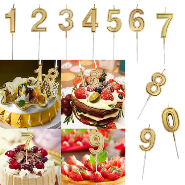 Guld nummer födelsedag siffror ljus nummer tårt dekoration för vuxna/barn fest
