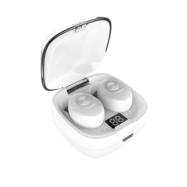 Trådlösa 5.0 Bluetooth hörlurar TWS Stereo In-ear Headset med case Vit