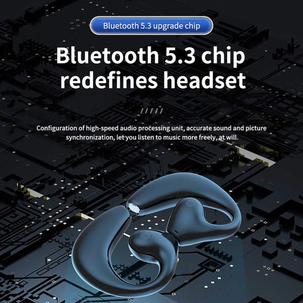 Bone Conduction Trådlösa hörlurar Bluetooth Headset 5.3 HI-FI Dual HD