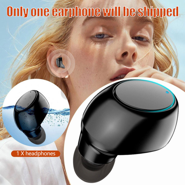 Trådlösa Bluetooth in-ear hörlurar mono Earbud Stereo Sport träning med mikrofon svart 1