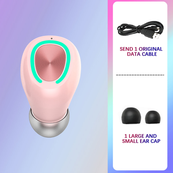 Mini trådlösa hörlurar Bluetooth Headset Universal Sports Single-Ear hörlurar Rosa