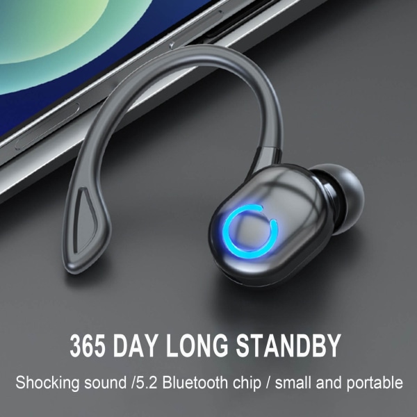 Bluetooth hörlurar Öronmonterade Business Stereo Headset Hands Free Sport Med Mikrofon Svart