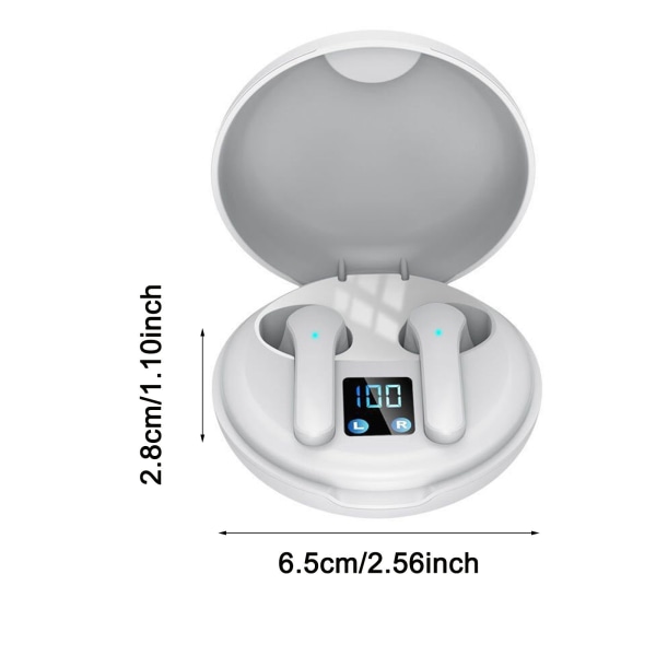 Trådlösa 5.0 Bluetooth hörlurar TWS Stereo In-ear Earbuds Ipx5 Headset Vit