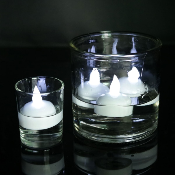 12 ST Festdekorationer Vatteninduktion Flytande LED-ljus Blinkande elektroniska småljus Vit