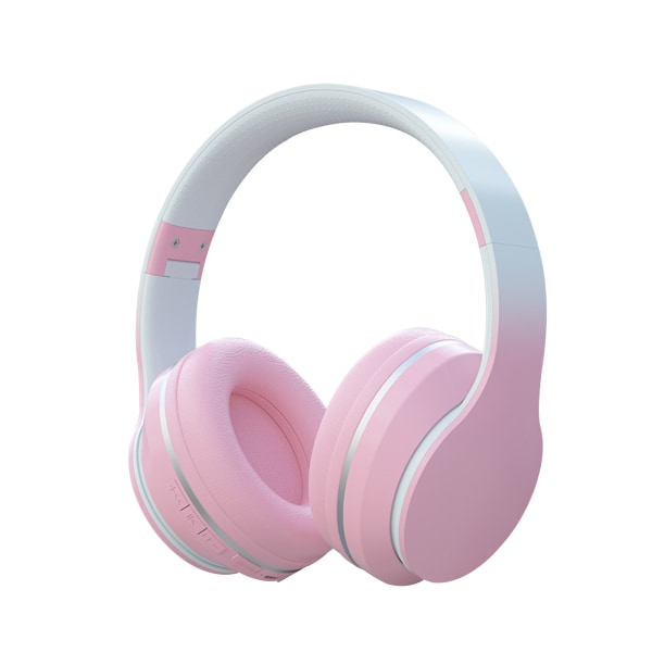 Over-Ear-hörlurar Vikbar trådlöst monterad Bluetooth metall FM-insticksbar kortheadset Rosa