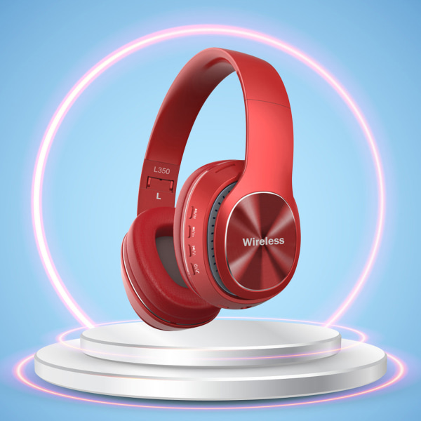 Over-Ear hörlurar Bluetooth 5.0 hopfällbart stereoheadset röd