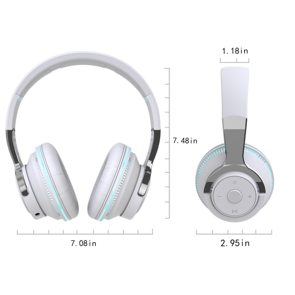 Over-Ear hörlurar Brusreducerande trådlöst Bluetooth Hi-Res Audio Djup bas Öronkupor för resor Hemmakontor Headset Vit