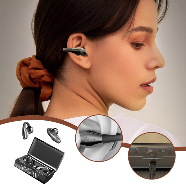 Trådlösa öronsnäckor 5.3 Bluetooth öronklämma Typ Ingen smärta Bär IPX4 Vattentätt, uppslukande premiumljudheadset med case