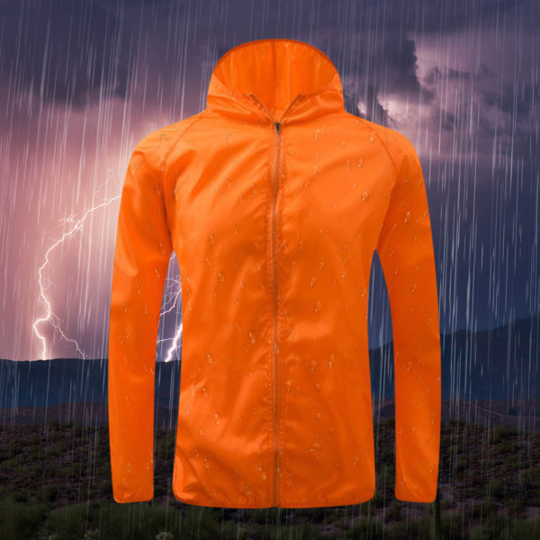 Regnjacka med huva Andas regnjacka dam vindjacka långärmad Lätt regnjacka utomhusjacka Orange S