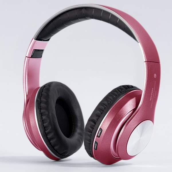 Over-Ear hörlurar Trådlösa Bluetooth Hi-Fi Stereo hopfällbara hörlurar för mobiltelefon PC Mjuka hörselkåpor Headset Röd