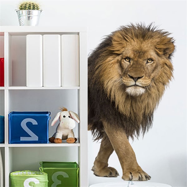 Tapeter i norra Europastil 3D Jungle Lion Avtagbar klistermärke Självhäftande väggmålning Dekorativ Väggdekor för barnkammare i sovrummet