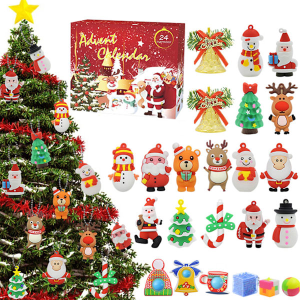 Julnedräkning adventskalender 24 Mini julpynt Små julgransdekorationer