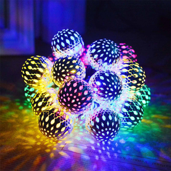 Jul LED Marockansk Hollow Metal Ball LED Strängljus Batteridriven för bröllop Holiday Home Party Dekoration A