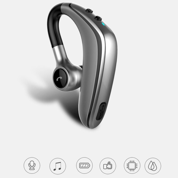 HI-FI hörlurar Bluetooth 5.0 Trådlöst Headset Stereo Universal Sports Ear Hook grå