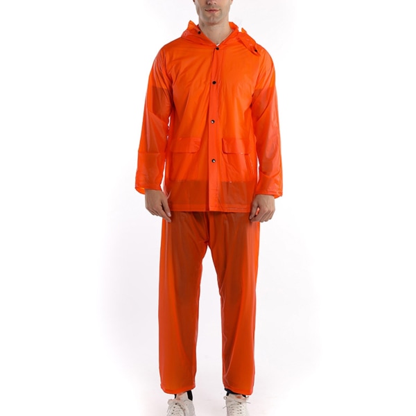 Män Kvinnor PVC Vuxen Transparent Regnjacka Utomhus Regnrock Regnbyxor Kostym Regnstormsäker Split Regnrock Orange XXL
