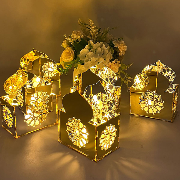 Lykta Dekoration LED Eid Mubarak Lampa Raffinerad Batteridriven Ramadan Festival Bordslampa Familj Semester Dekoration Present