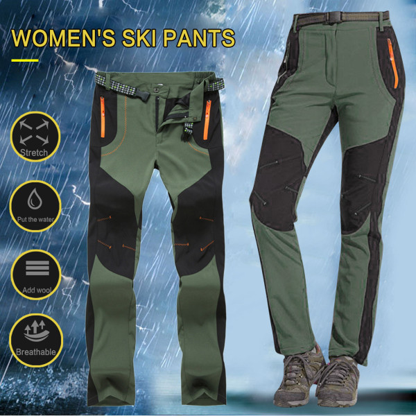 Färgblockerande Outdoor Assault Pants Fleece Thickened Soft Skidbyxor Grön M