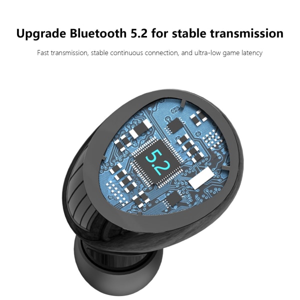 Bluetooth 5.3 trådlösa hörsnäckor med mikrofon Andningsljus Brusreducering Bas Sport Stereo Headset Svart