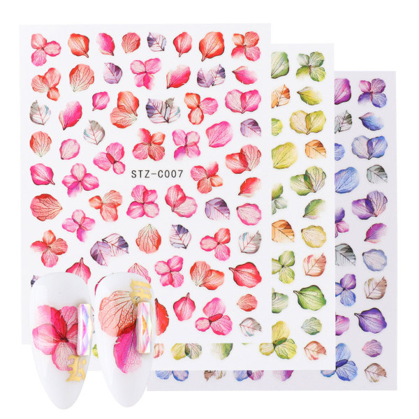Nagelklistermärken Simulering av torkade blommor 3D Nageldekaler A