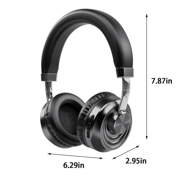 Over-Ear-hörlurar Metall Intelligent trådlöst brusreducerande hopfällbart Bluetooth Music Sports Headset svart