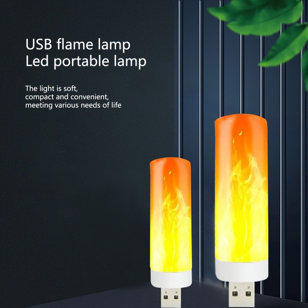 Ficklampa LED Ljuslampa 5vusb Liten Natt Ficklampa Simulation Flame Lamp