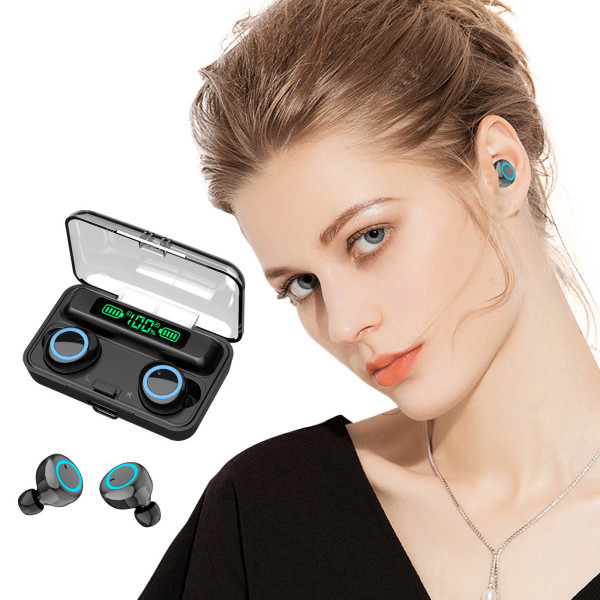 Touch Control Wireless 5.0 Bluetooth hörlurar TWS Stereo In-ear Earbuds Headset Ipx7 Svart