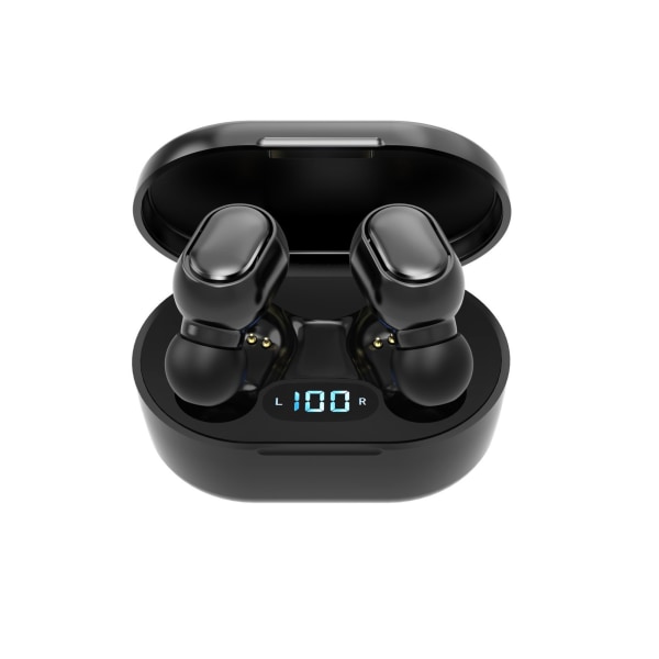In-Ear-hörlurar Trådlösa Bluetooth hörlurar med case Vattentålig stereo inbyggt mikrofonheadset Svart