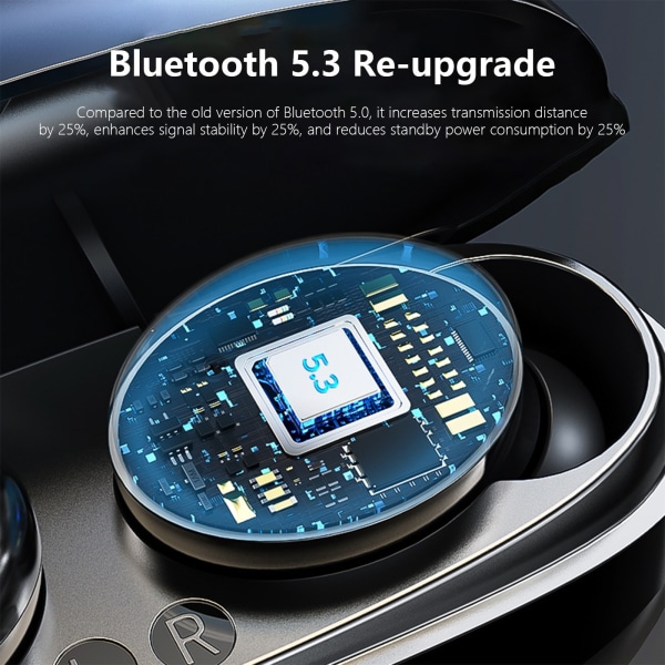 Bluetooth 5.3 trådlösa hörsnäckor med mikrofon Andningsljus Brusreducering Bas Sport Stereo Headset
