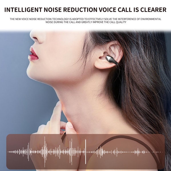Öronklämma Hörlurar Digitala trådlösa Bluetooth hörlurar Stereomusikheadset Svart