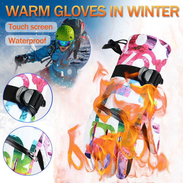 Vinter skidhandskar manliga och kvinnliga varma och frostsäkra handskar E