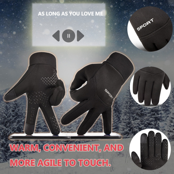 Unisex vintervarma handskar för utomhuscykling med dragkedja Pekskärmshandskar