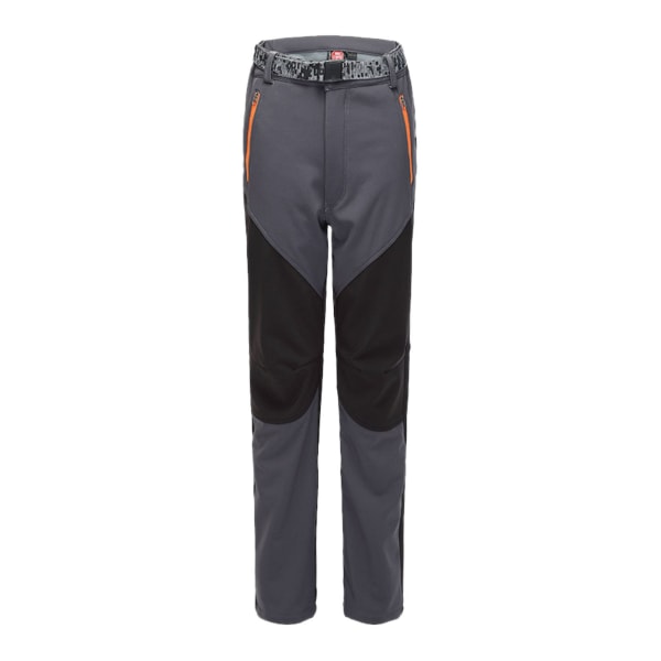 Färgblockerande Outdoor Pants Fleece Thickened Soft Skidbyxor grå M