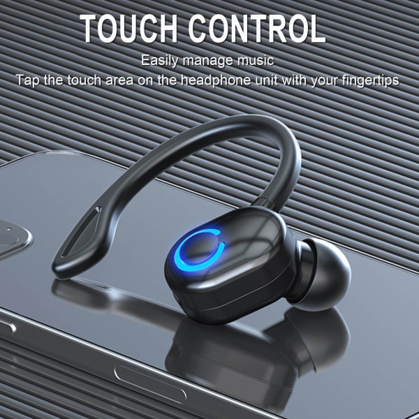 Bluetooth hörlurar Öronmonterade Business Stereo Headset Hands Free Sport Med Mikrofon Svart