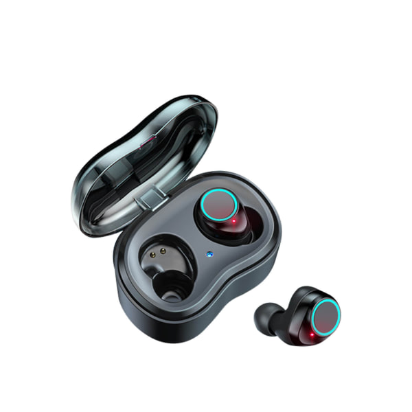 5.0 Bluetooth hörlurar med laddningsbox Trådlösa stereosporthörlurar svart
