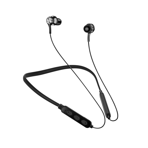 Magnetiska Bluetooth -hörlurar med hängande hals HD Stereo Trådlösa Sports in-ear-hörlurar Brusreducerande med mikrofon Svart