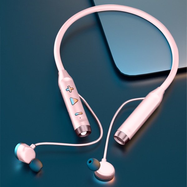 Bluetooth trådlöst headset med kortplats Sportspel Rosa