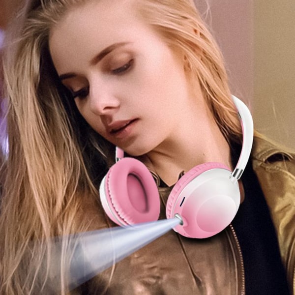 Over-Ear-hörlurar Bluetooth Heavy Bass Vikbart trådlöst och trådbundet stereomjuka hörselkåpor Headset Rosa
