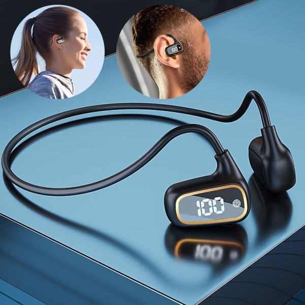 Benledningsheadset Digital Display Trådlös Bluetooth 5.3-hörlurar Lätta för sport