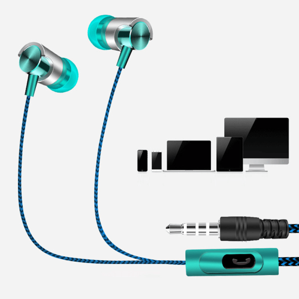 Universal 3,5 mm in-ear stereo hörlurar hörlurar med mikrofon för mobiltelefon Blå