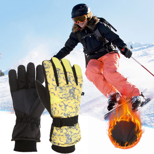 Vinterhandskar Utomhus Vindtäta Köldsäkra Ski Riding Warma Handskar Gul