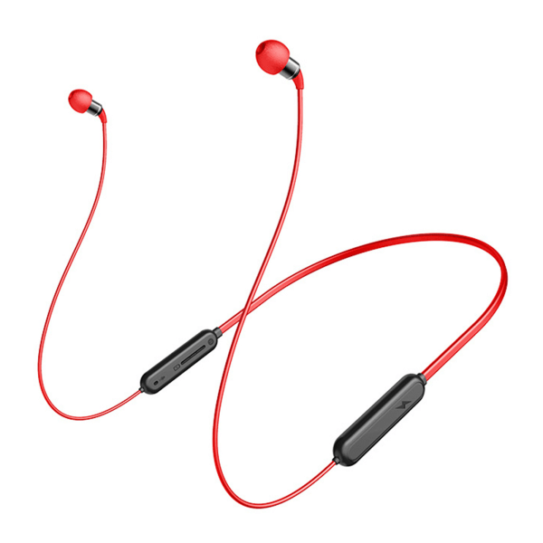 Trådlösa halshängande hörlurar 5.0 Bluetooth Sportheadset med mikrofon för samtal Röd