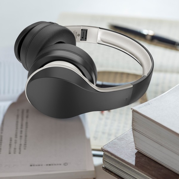 Over-Ear hörlurar Bluetooth hopfällbara trådlösa och trådbundna stereo för mobiltelefon PC Mjuka hörselkåpor Headset Vit