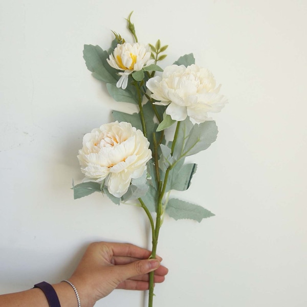 Konstgjorda falska Western Rose Flower Pion Bröllopsfest Heminredning Vit